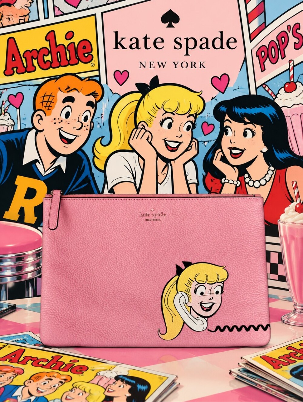 Kate Spade Archie Comic Betty Veronica Pouch Clutch
